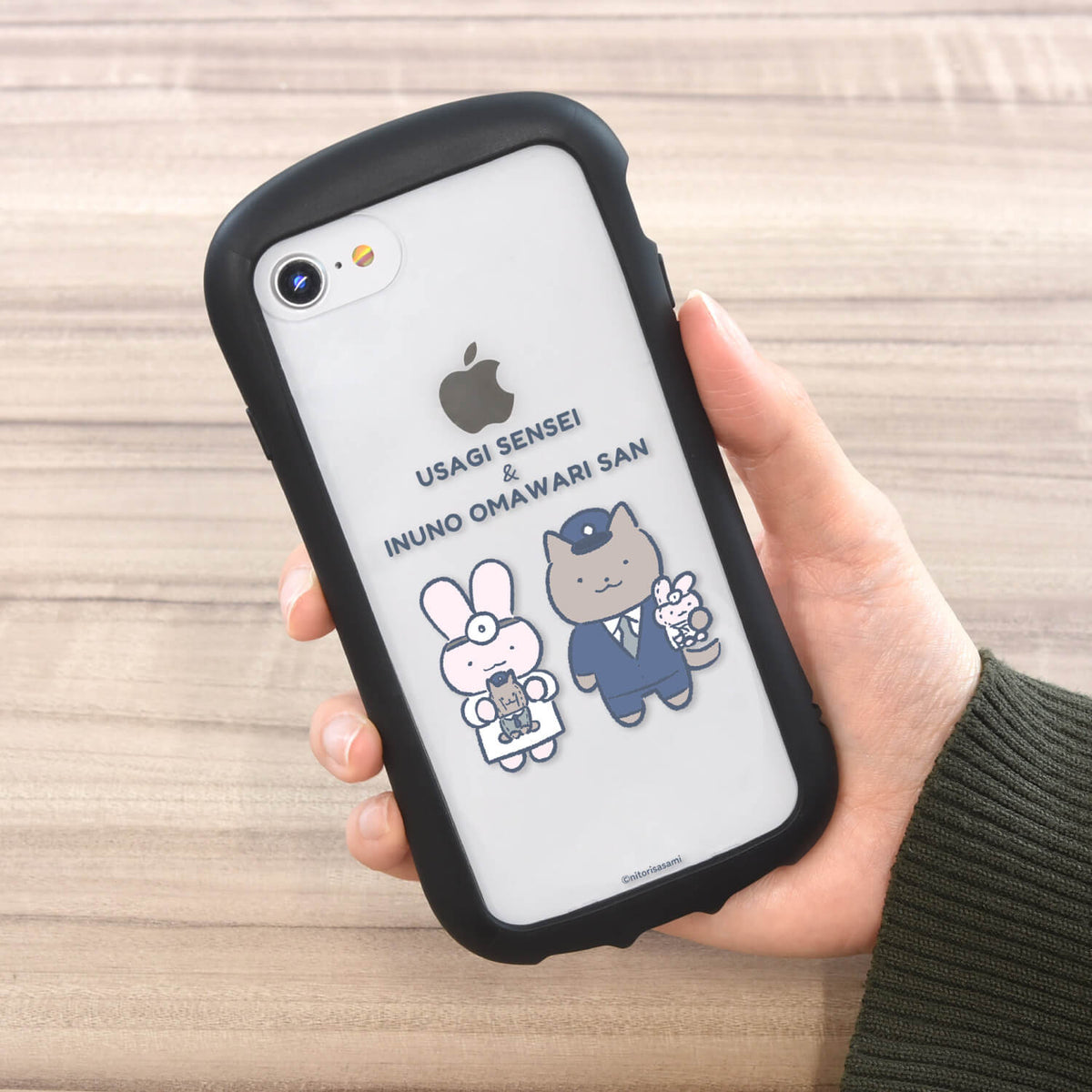 ホワイトタイガーとブラックタイガー iPhone SE(第3世代/第2世代)/8/7/6s/6対応ハイブリッドクリアケース(うさぎ先生と犬のおまわりさん)
