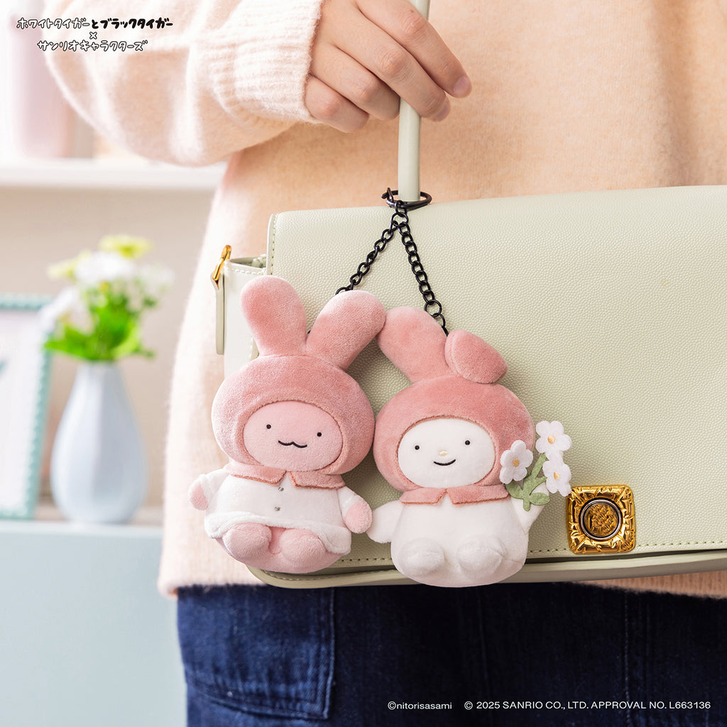 ホワイトタイガーとブラックタイガー×サンリオキャラクターズ ミニマスコットセット（うさぎ先生＆マイメロディ）