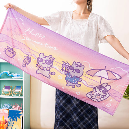 小白虎与黑虎虾 度假风迷你浴巾