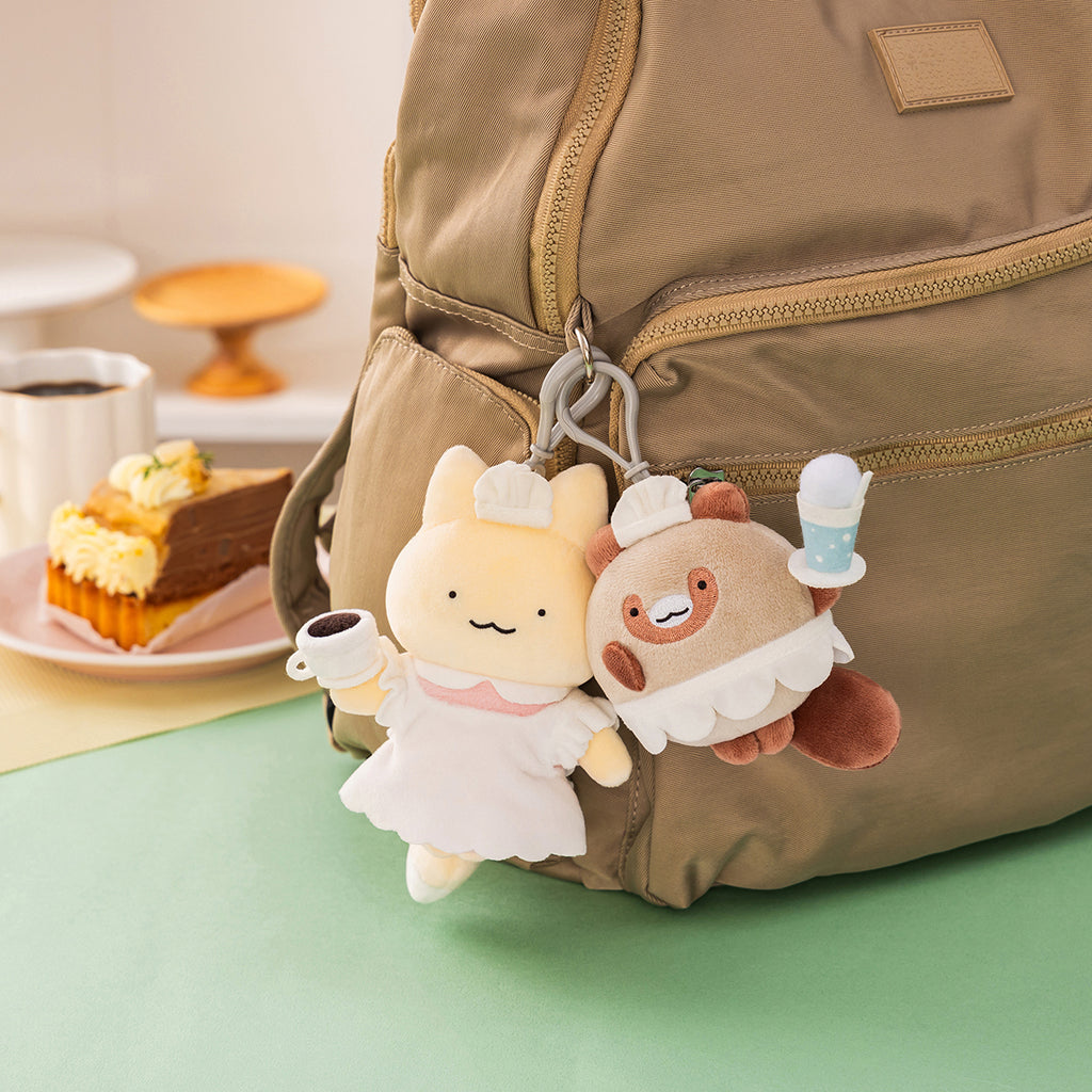 ホワイトタイガーとブラックタイガーカフェ マスコット（たぬき）