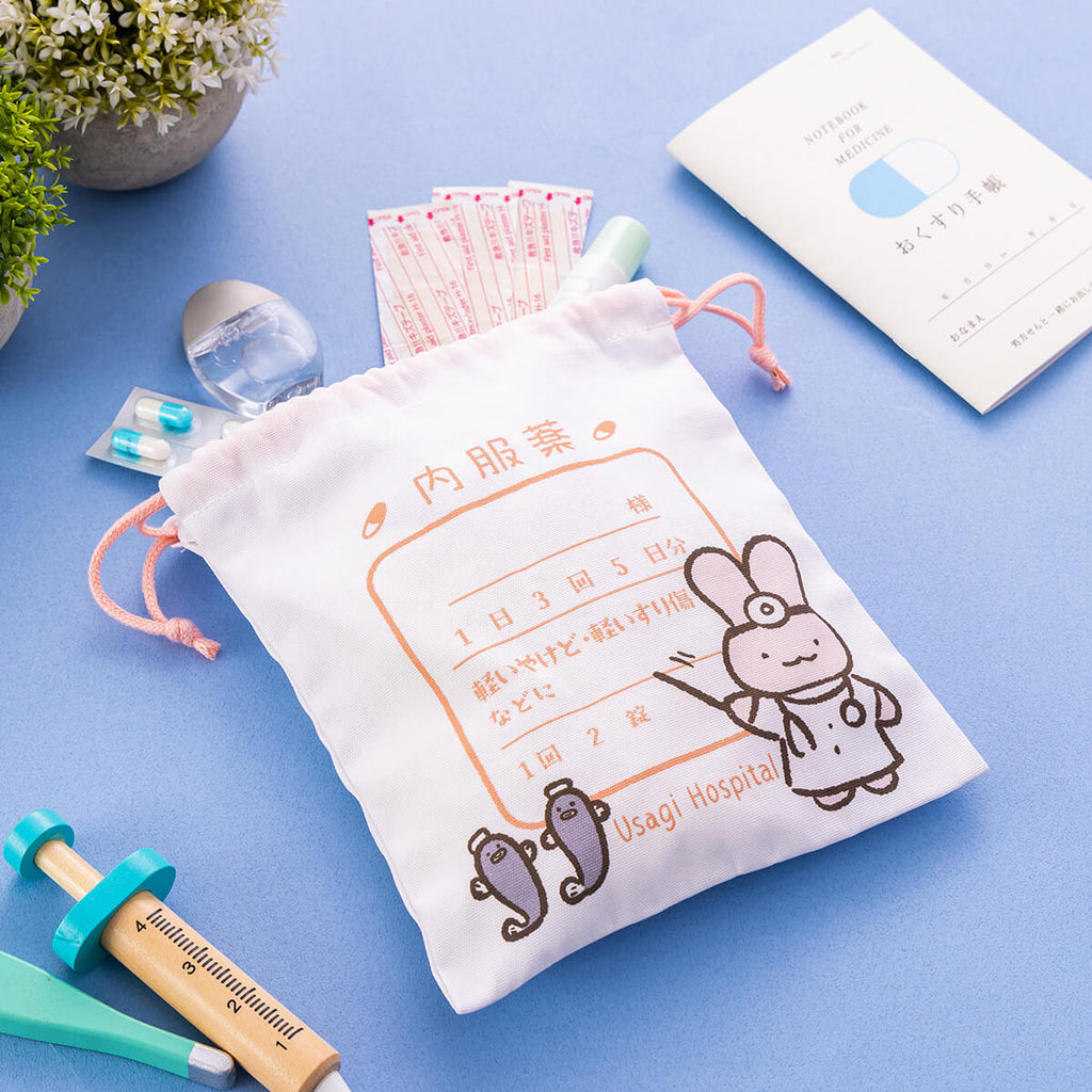 ホワイトタイガーとブラックタイガー うさぎ病院の内服薬巾着