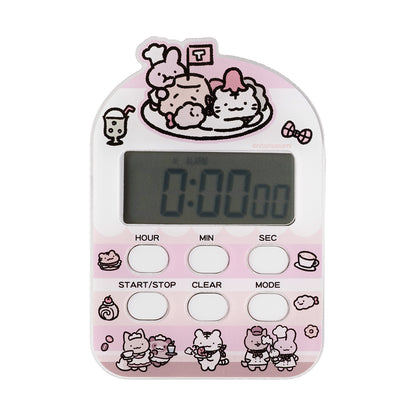 White Tiger and Black TigerCafe timer clock (pink)