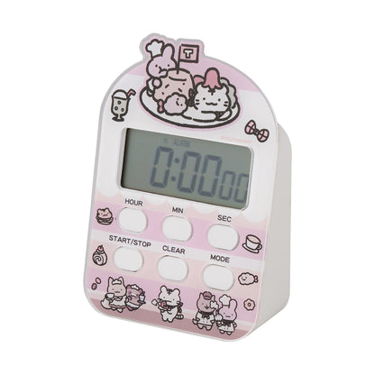 White Tiger and Black TigerCafe timer clock (pink)