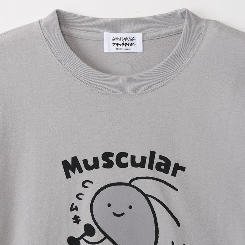 ホワイトタイガーとブラックタイガー Tシャツ Muscular ライトグレー