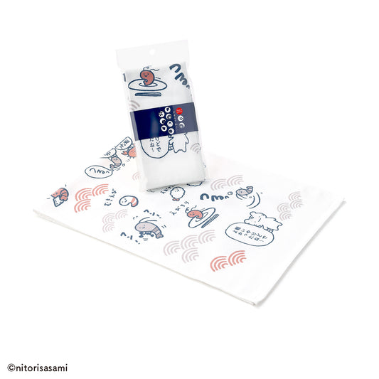 White Tiger and Black Tiger Various dishes tenugui towel white