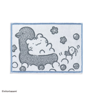 ホワイトタイガーとブラックタイガー わーっ バスマット ブルー