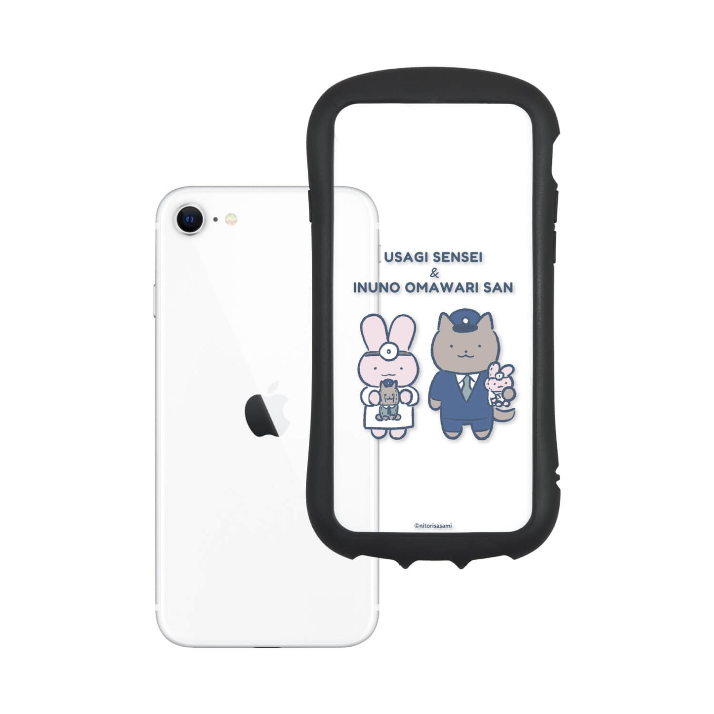 ホワイトタイガーとブラックタイガー iPhone SE（第3世代／第2世代）／8／7／6s／6対応ハイブリッドクリアケース（うさぎ先生と犬のおまわりさん）