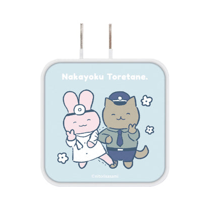 ホワイトタイガーとブラックタイガー USB/USBType-C　ACアダプタ（うさぎ先生と犬のおまわりさん）