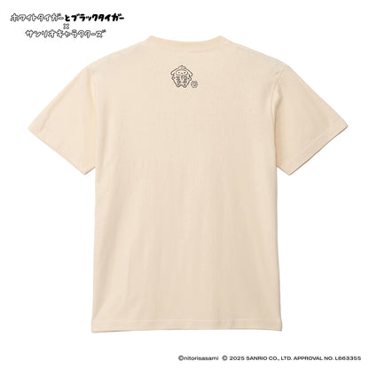 White Tiger and Black Tiger× Sanrio Characters T-shirt KARUITABESUGI Natural