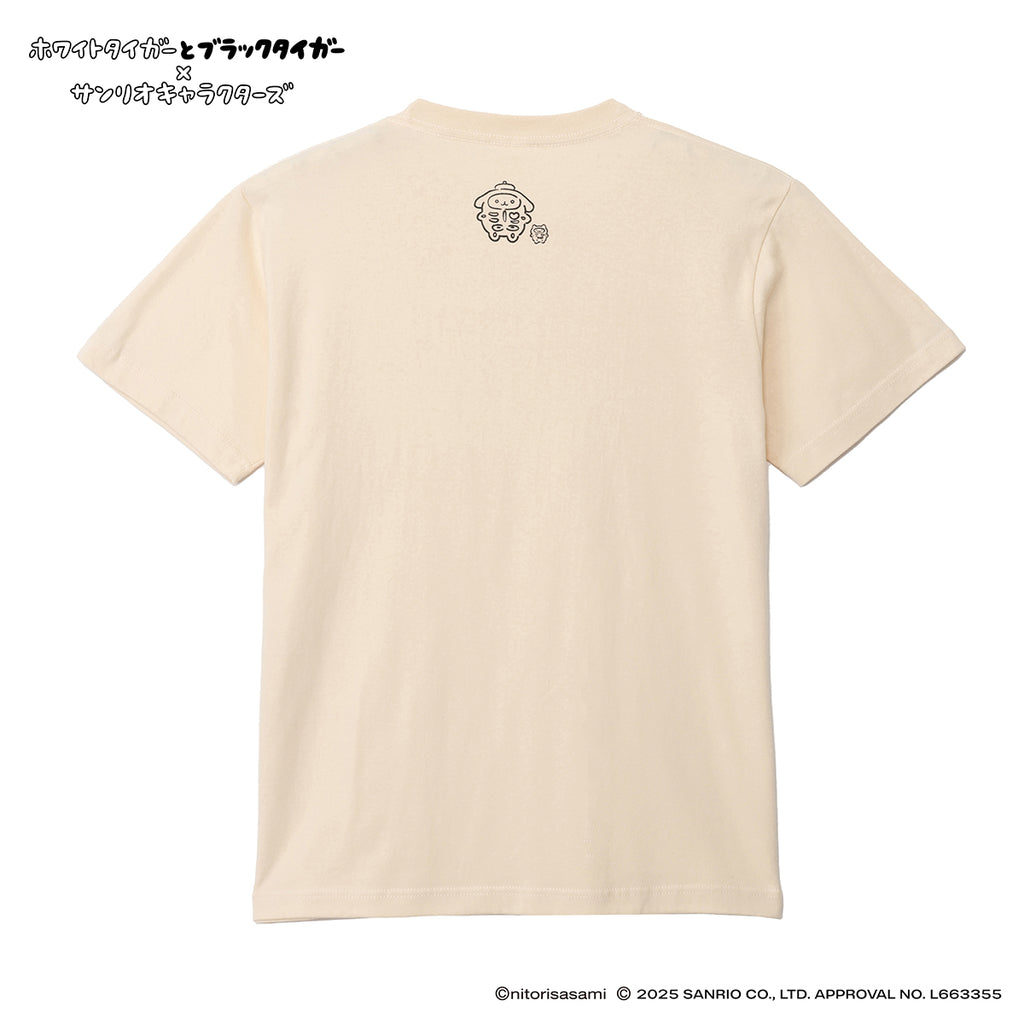 ホワイトタイガーとブラックタイガー×サンリオキャラクターズ Tシャツ KARUITABESUGI ナチュラル