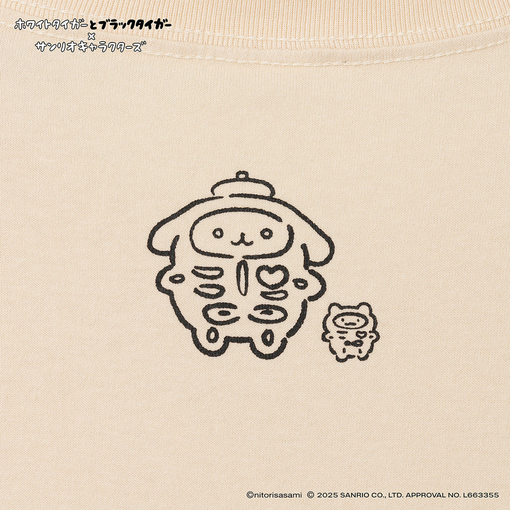 ホワイトタイガーとブラックタイガー×サンリオキャラクターズ Tシャツ KARUITABESUGI ナチュラル