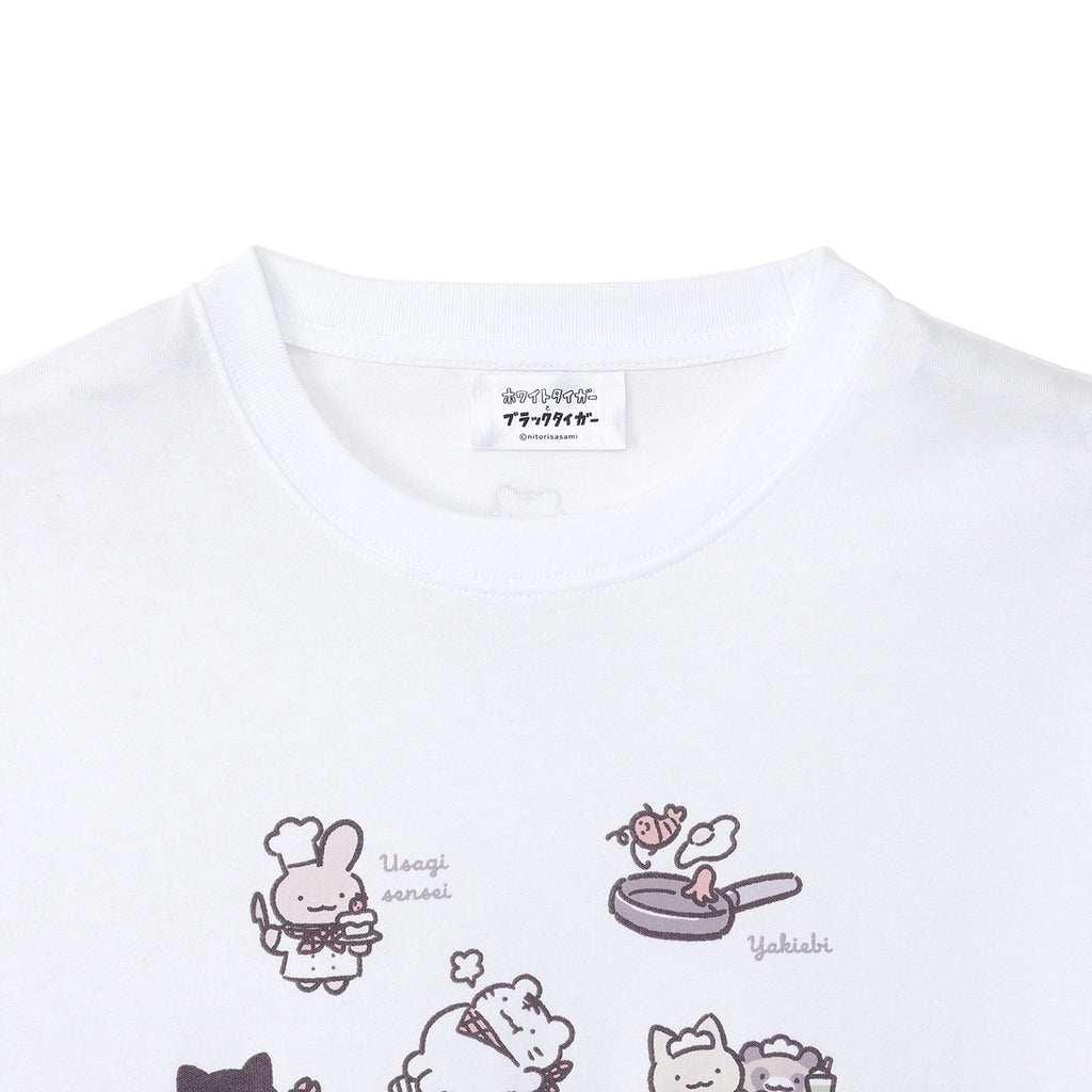 ホワイトタイガーとブラックタイガーカフェ Tシャツ ラインナップ ホワイト