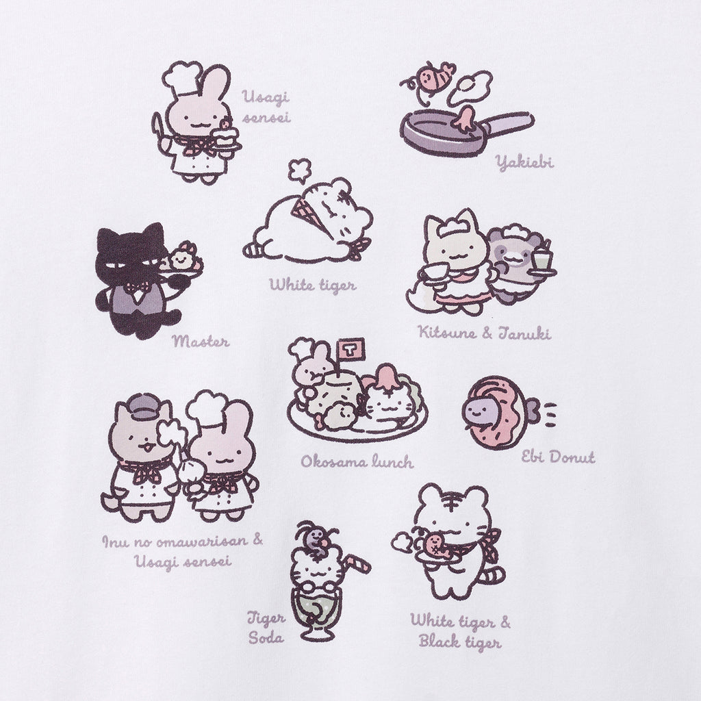 ホワイトタイガーとブラックタイガーカフェ Tシャツ ラインナップ ホワイト