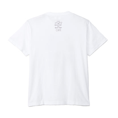 ホワイトタイガーとブラックタイガーカフェ Tシャツ ラインナップ ホワイト