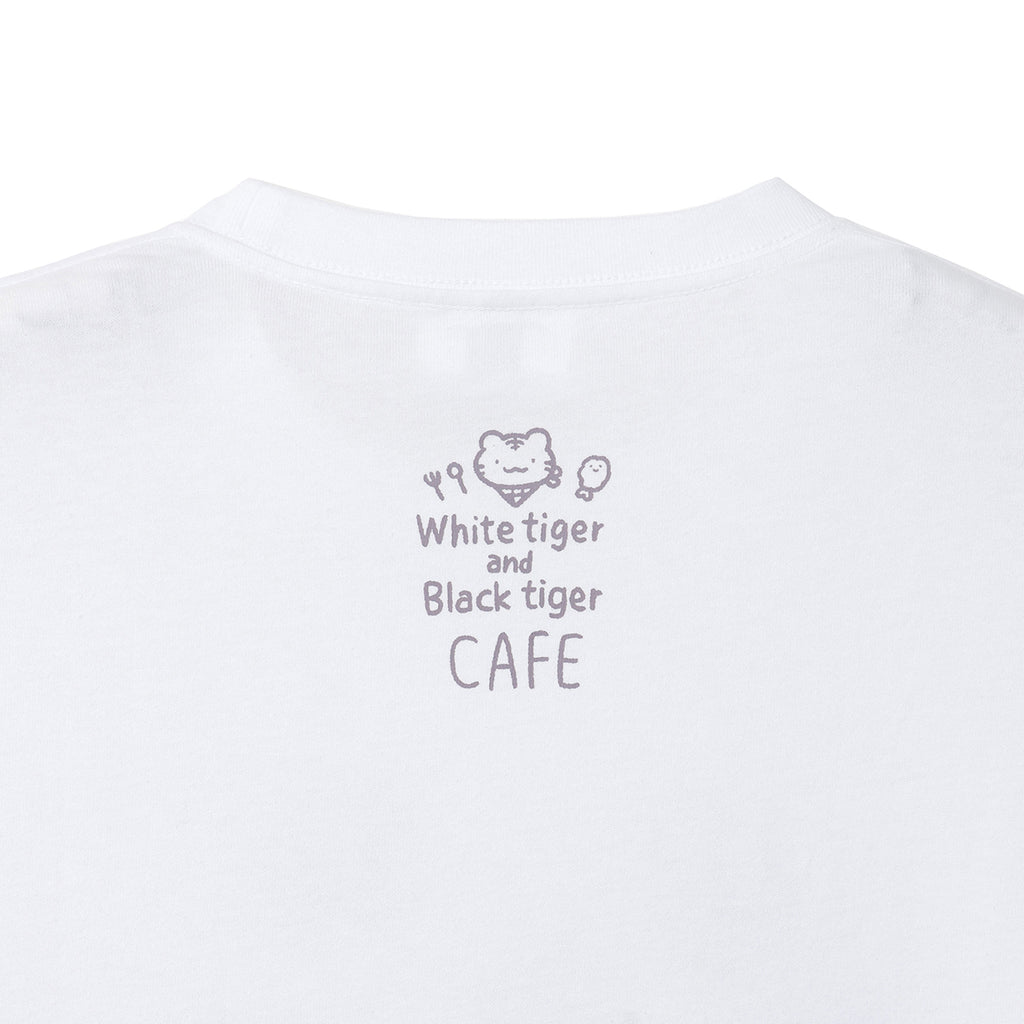 ホワイトタイガーとブラックタイガーカフェ Tシャツ ラインナップ ホワイト