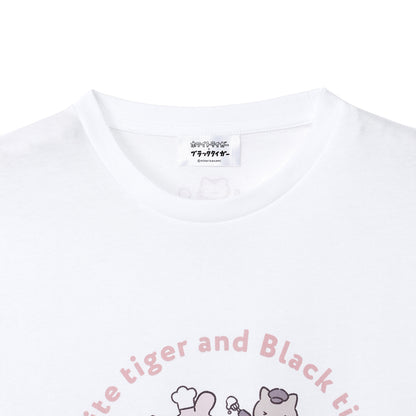 ホワイトタイガーとブラックタイガーカフェ 長袖Tシャツ メインビジュアル ホワイト
