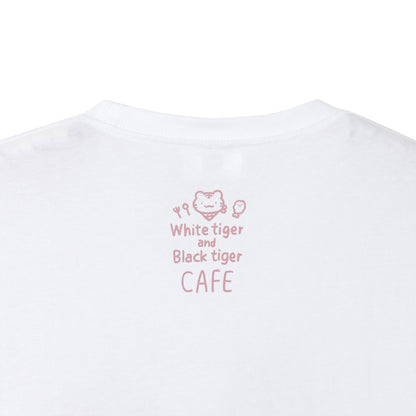 ホワイトタイガーとブラックタイガーカフェ 長袖Tシャツ メインビジュアル ホワイト
