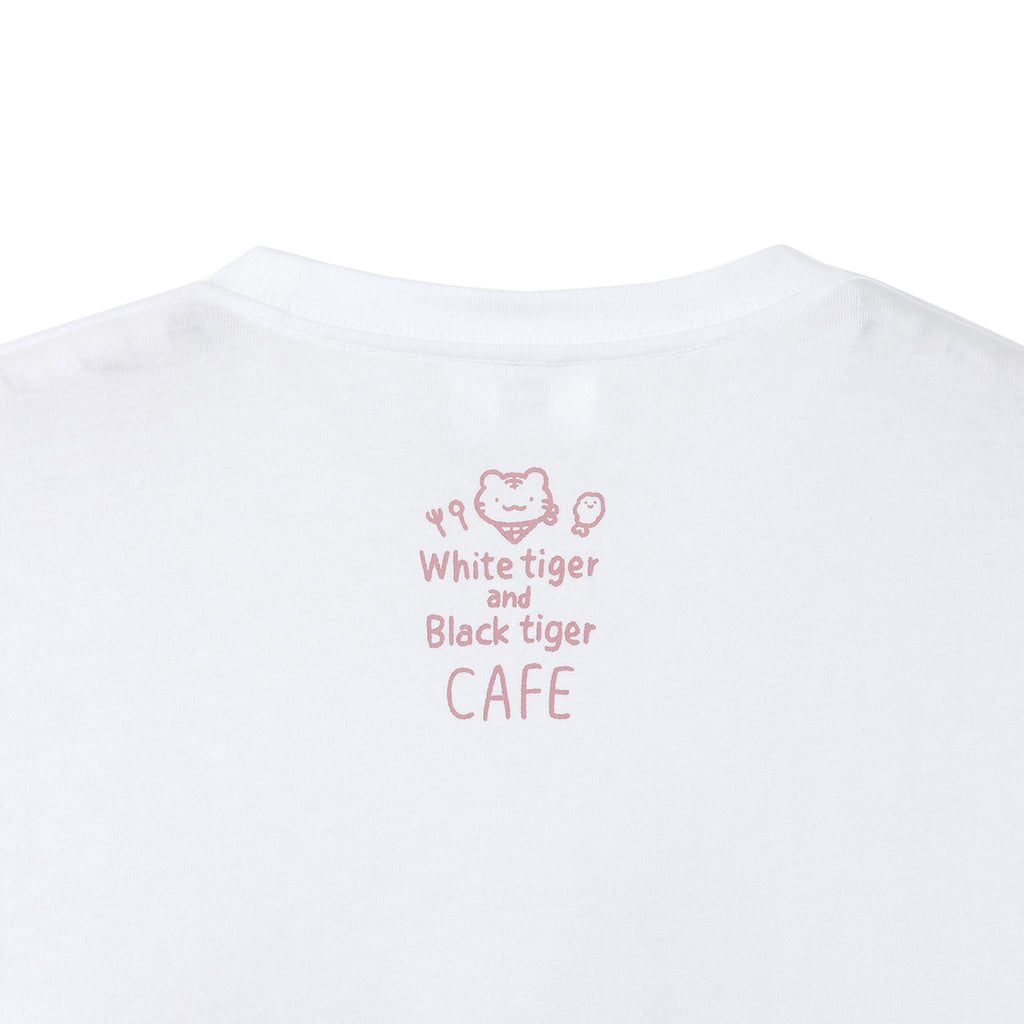 ホワイトタイガーとブラックタイガーカフェ 長袖Tシャツ メインビジュアル ホワイト