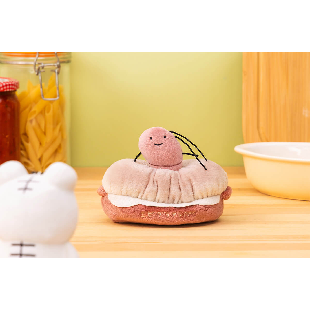 ホワイトタイガーとブラックタイガー エビグラタンパイなぬいぐるみキーホルダーと鍵置きセット