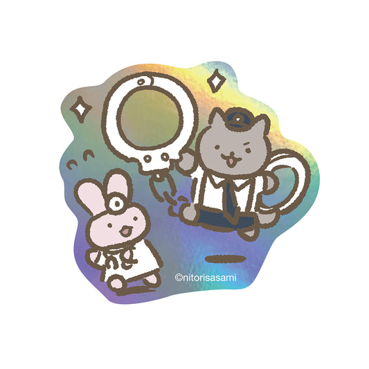 White Tiger and Black Tiger Holographic Sticker for Smartphones (Huge Handcuffs)