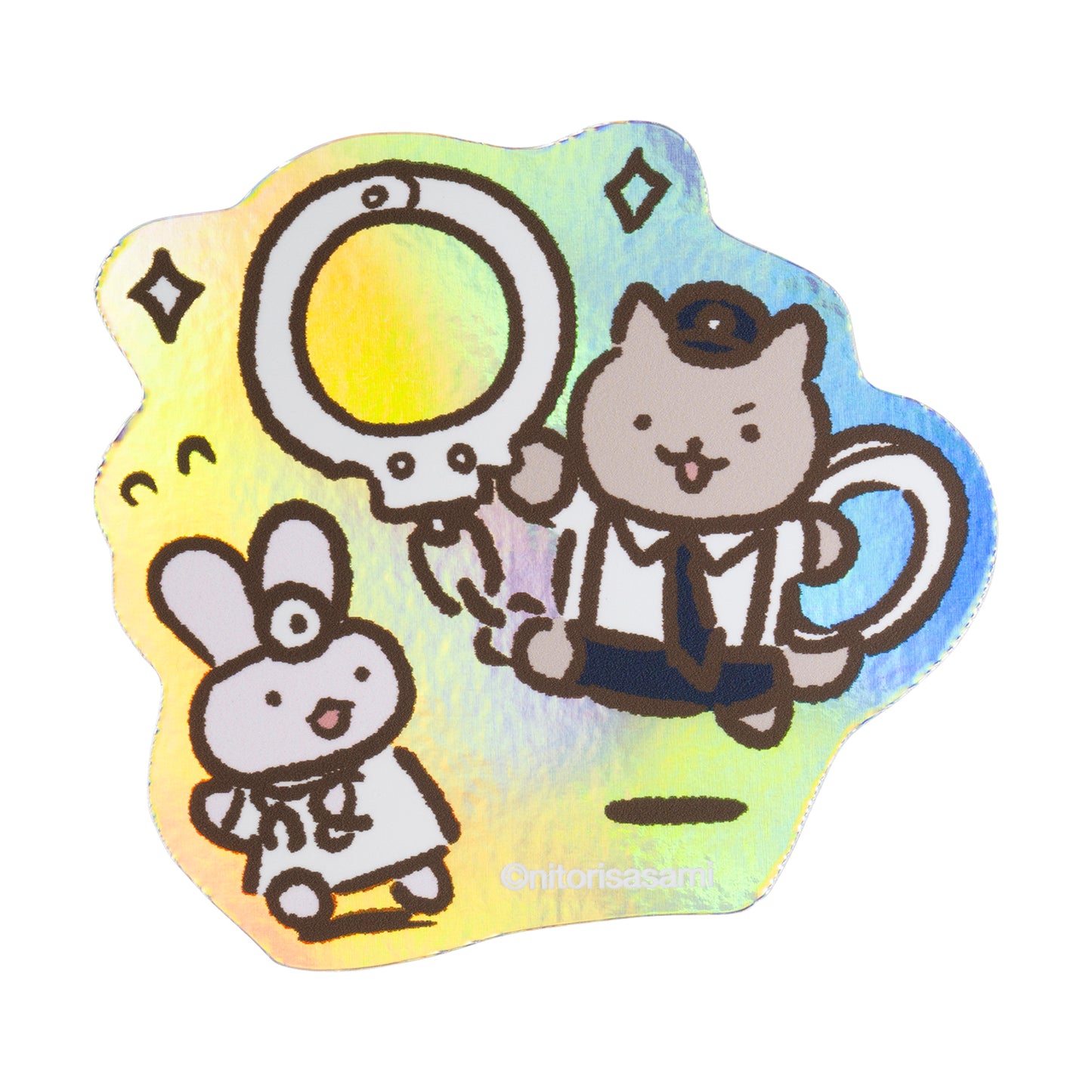 White Tiger and Black Tiger Holographic Sticker for Smartphones (Huge Handcuffs)