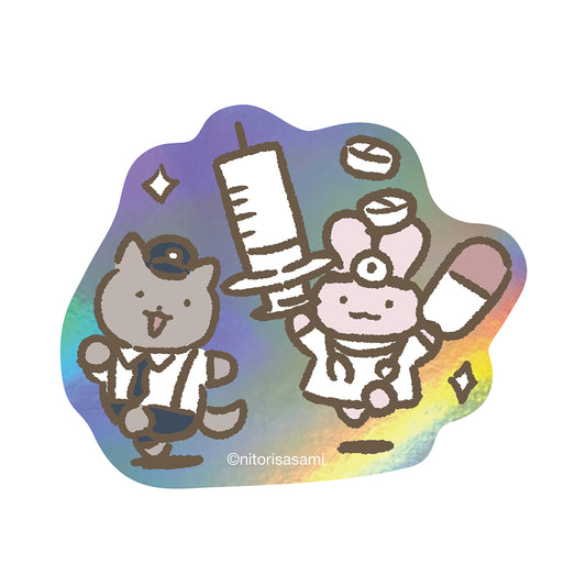 White Tiger and Black Tiger Holographic Sticker for Smartphones (Huge Syringe)