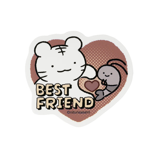 ホワイトタイガーとブラックタイガー スマホに貼れるサイズのステッカー（BEST FRIEND）
