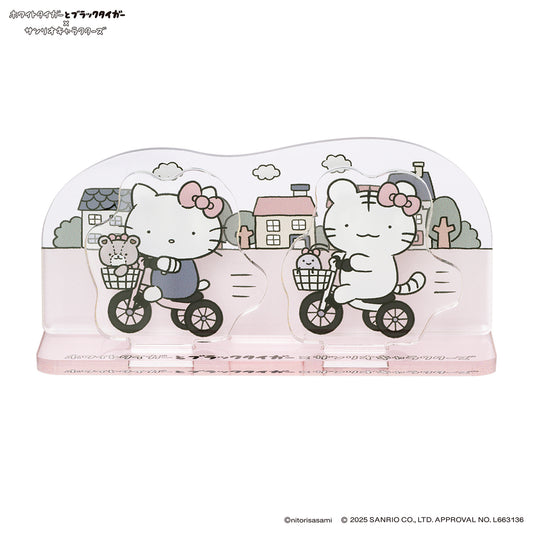 ホワイトタイガーとブラックタイガー×サンリオキャラクターズ レイヤーアクリルスタンド（三輪車）