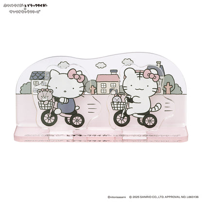 ホワイトタイガーとブラックタイガー×サンリオキャラクターズ レイヤーアクリルスタンド（三輪車）