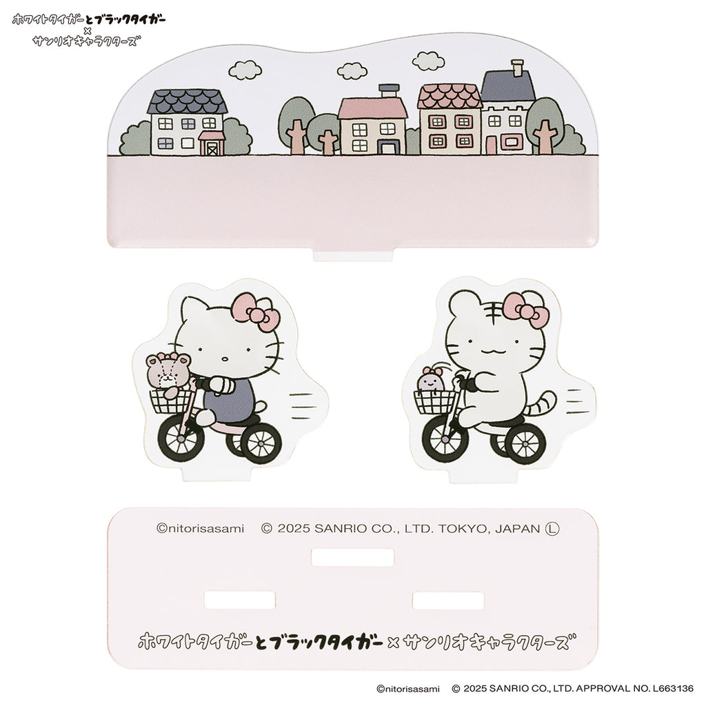 ホワイトタイガーとブラックタイガー×サンリオキャラクターズ レイヤーアクリルスタンド（三輪車）