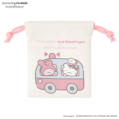 White Tiger and Black Tiger× Sanrio Characters 2 piece set mini drawstring bag