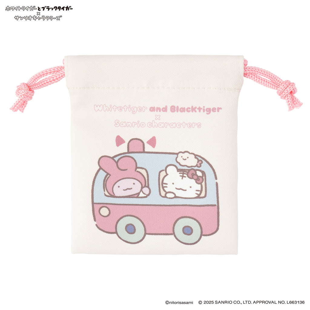 ホワイトタイガーとブラックタイガー×サンリオキャラクターズ 2個セットミニ巾着