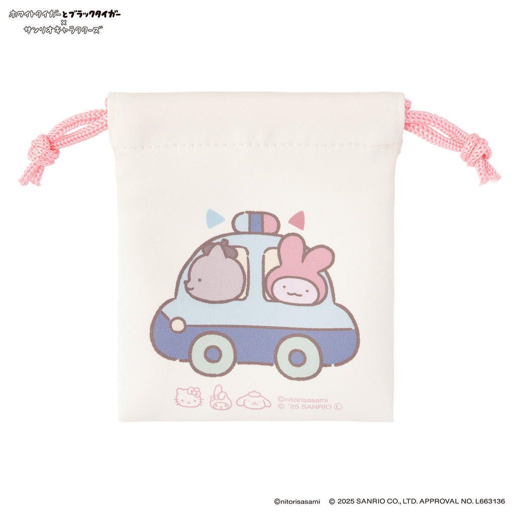 ホワイトタイガーとブラックタイガー×サンリオキャラクターズ 2個セットミニ巾着