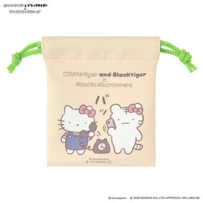 White Tiger and Black Tiger× Sanrio Characters 2 piece set mini drawstring bag