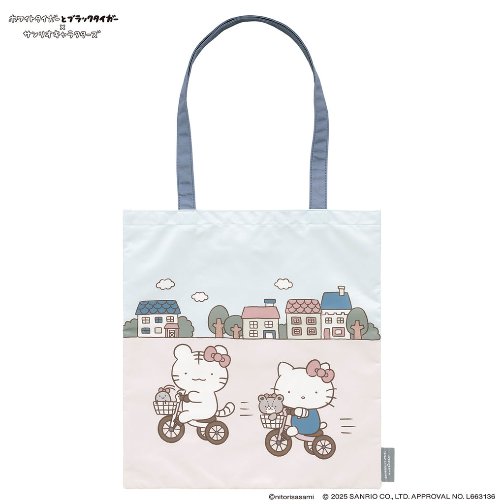 ホワイトタイガーとブラックタイガー×サンリオキャラクターズ ポケット付きトートバッグ