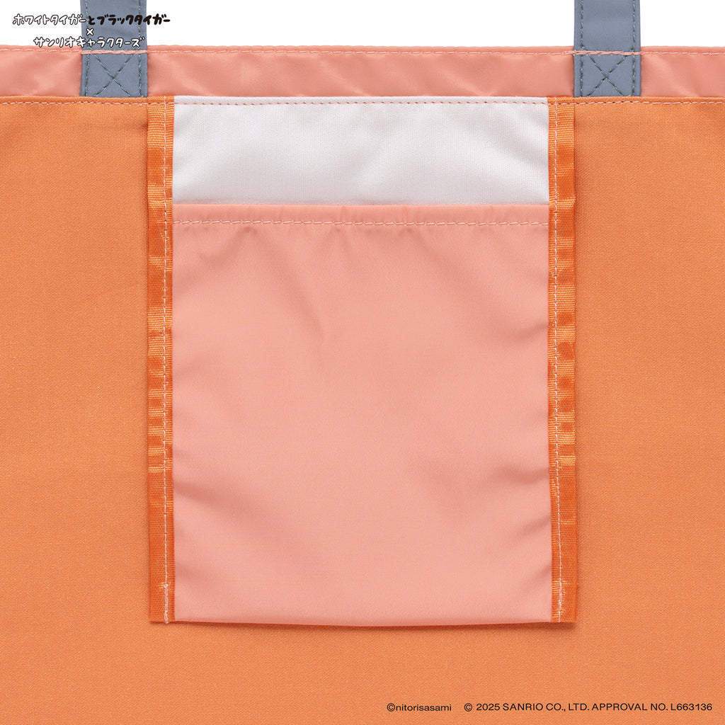 ホワイトタイガーとブラックタイガー×サンリオキャラクターズ ポケット付きトートバッグ