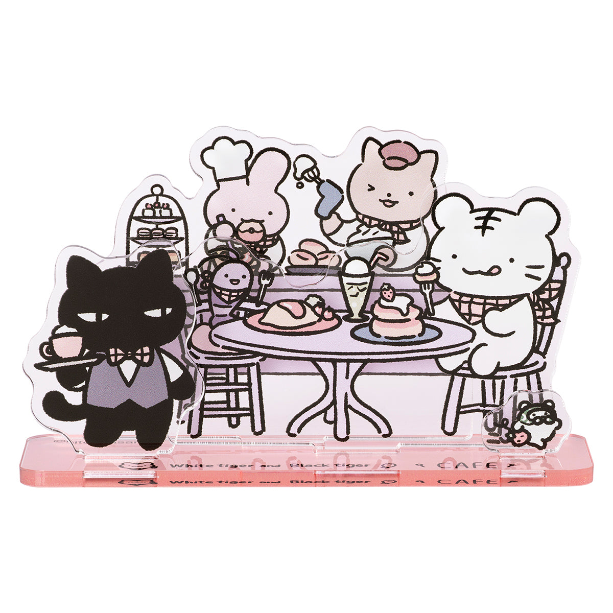 ホワイトタイガーとブラックタイガーカフェ レイヤーアクリルスタンド