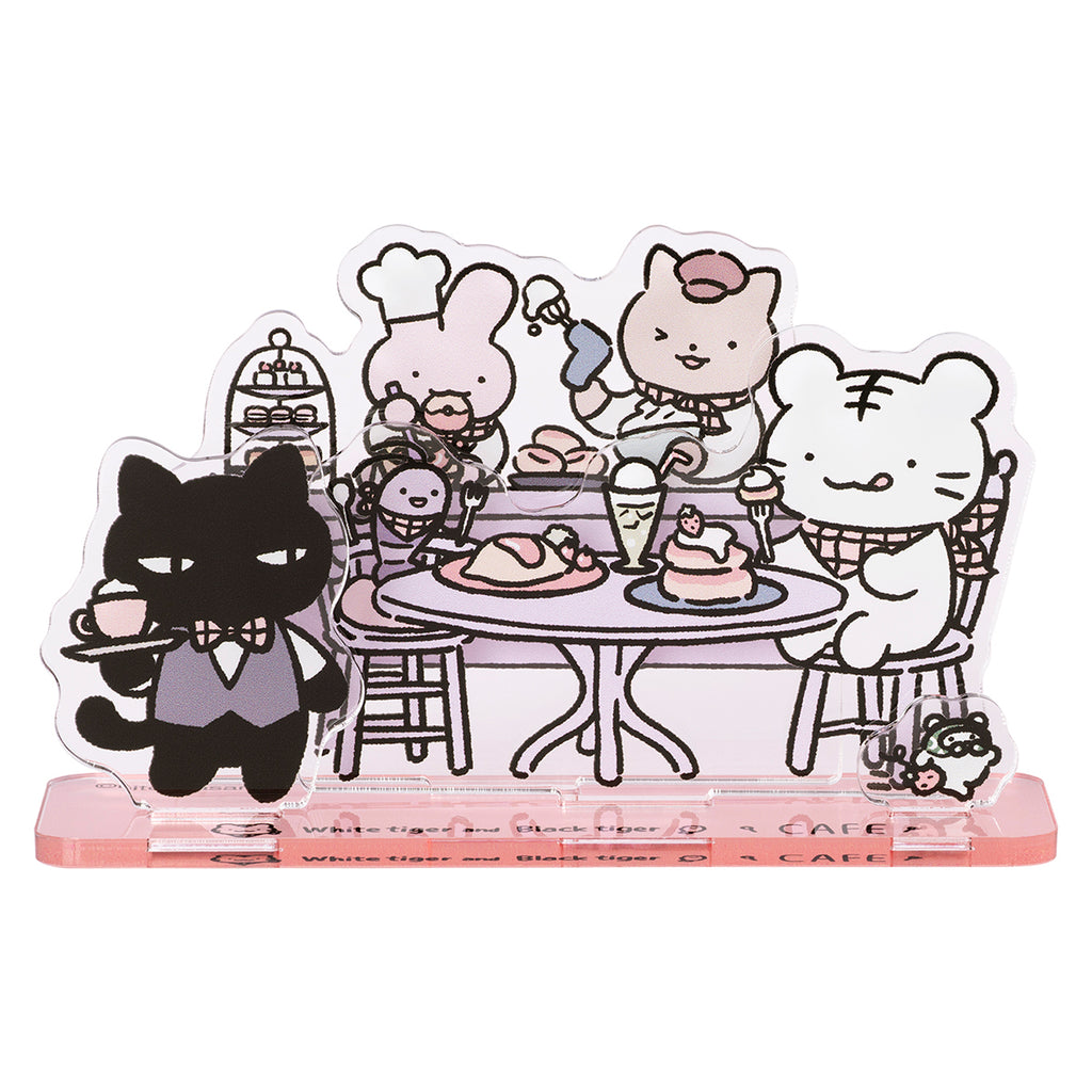 ホワイトタイガーとブラックタイガーカフェ レイヤーアクリルスタンド