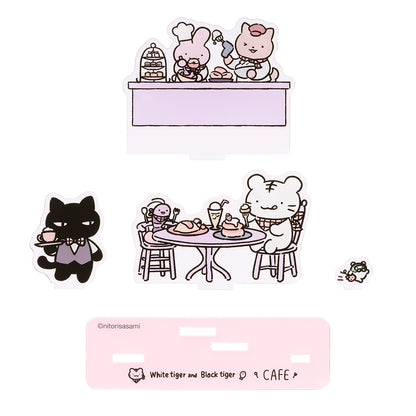 ホワイトタイガーとブラックタイガーカフェ レイヤーアクリルスタンド