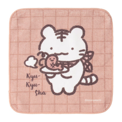 ホワイトタイガーとブラックタイガーカフェ ハンドタオル（kyu-kyu-sha）