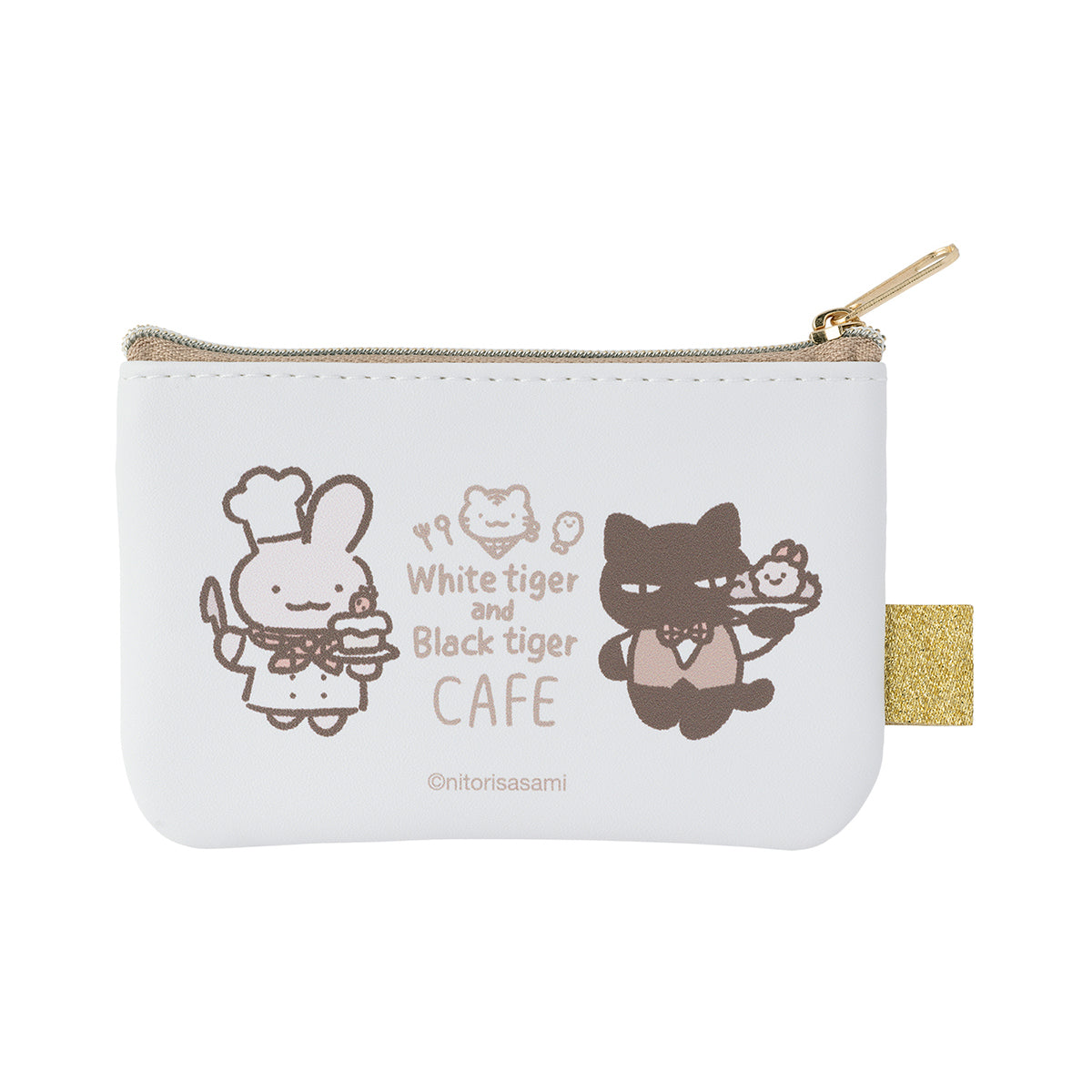 ホワイトタイガーとブラックタイガーカフェ 2個セットポーチ