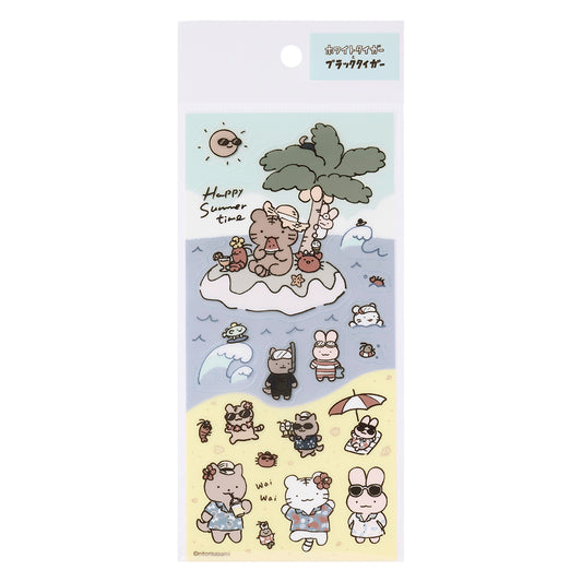 White Tiger & Black Tiger Vacation Clear Sticker