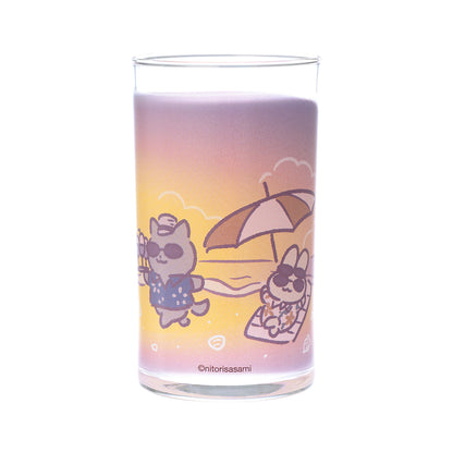 小白虎與黑虎蝦 度假風直身玻璃杯（墨鏡款大家）