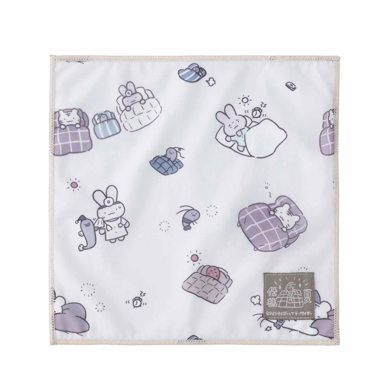 ホワイトタイガーとブラックタイガー ひんやりハンカチ（お布団柄