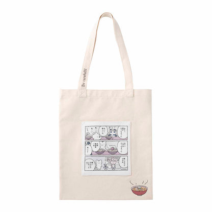 White Tiger and Black Tiger Flat tote bag with pocket (shrimp ramen)