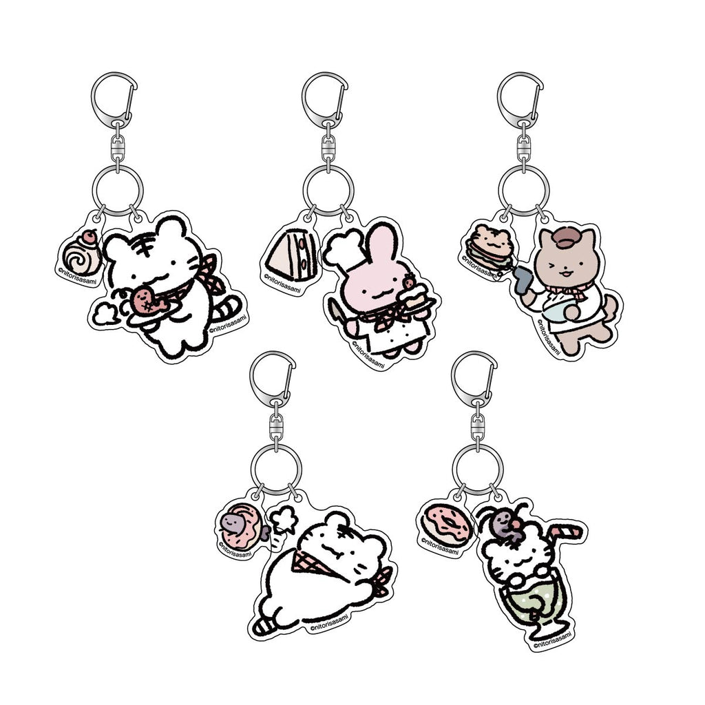 ホワイトタイガーとブラックタイガーカフェ 二連アクリルキーホルダー（E.犬のおまわりさん)