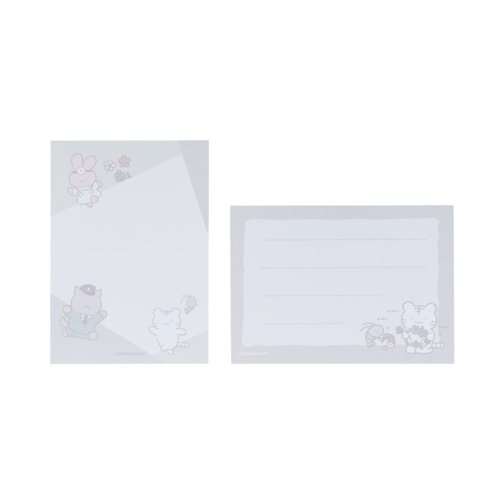 White Tiger and Black Tiger Mini Memo Pad - Gray