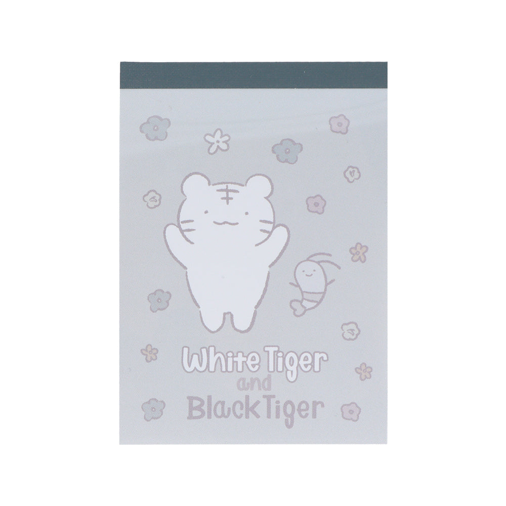 White Tiger and Black Tiger Mini Memo Pad - Gray