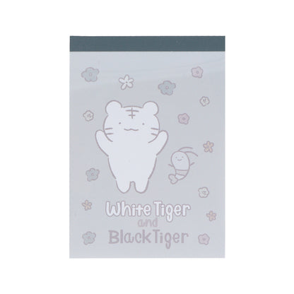 White Tiger and Black Tiger Mini Memo Pad - Gray