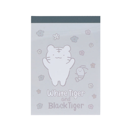 White Tiger and Black Tiger Mini Memo Pad - Gray